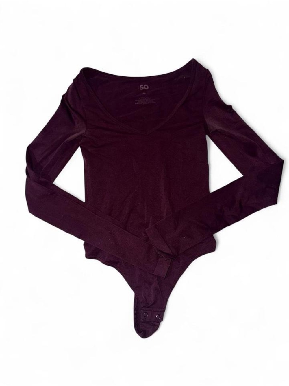 SO Long-Sleeve V-Neck Bodysuit in Plum